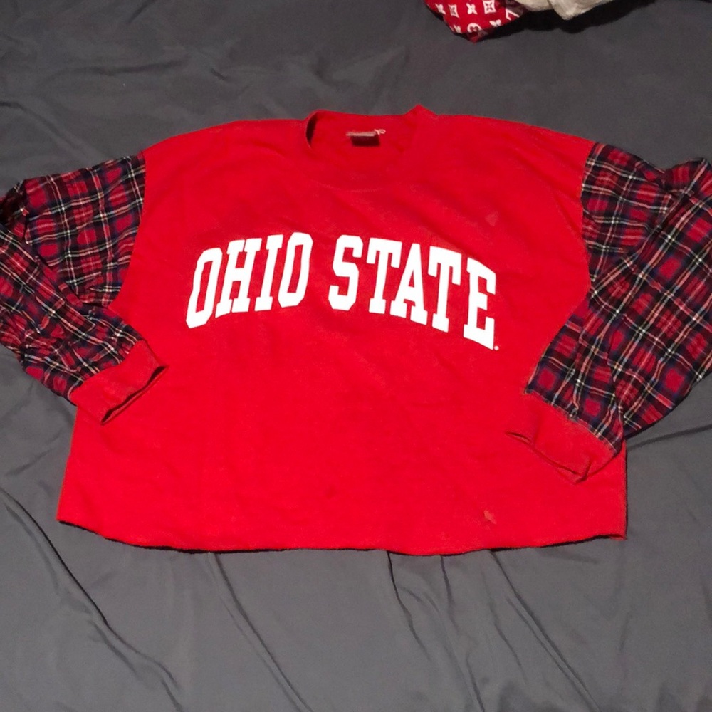 Unique Ohio State University cropped sweater